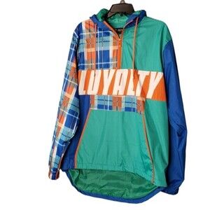 Encrypted Mens Loyalty Plaid Gingham Hoodie Marine Winf Btraker Jacket Size-L